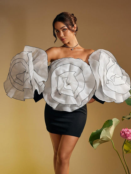 Selasi Off Shoulder Flower Mini Dress