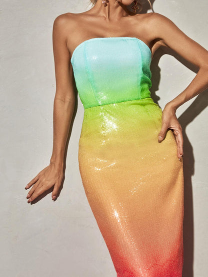 Shanti Strapless Sequin Ombre Maxi Dress