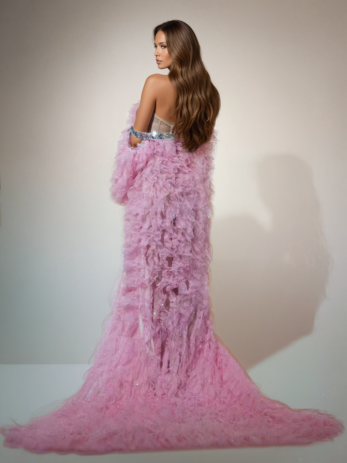 Shaquanna Tulle Coat In Pink