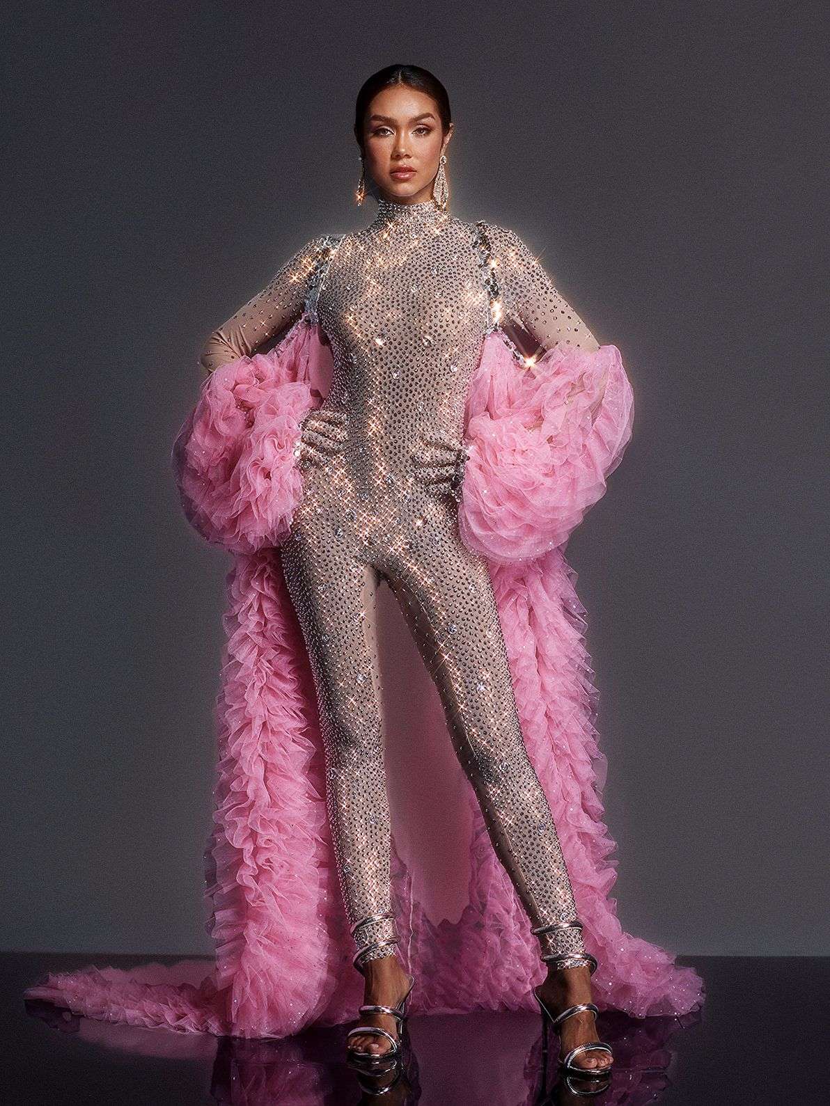 Shaquanna Tulle Coat In Pink