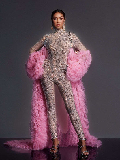 Shaquanna Tulle Coat In Pink