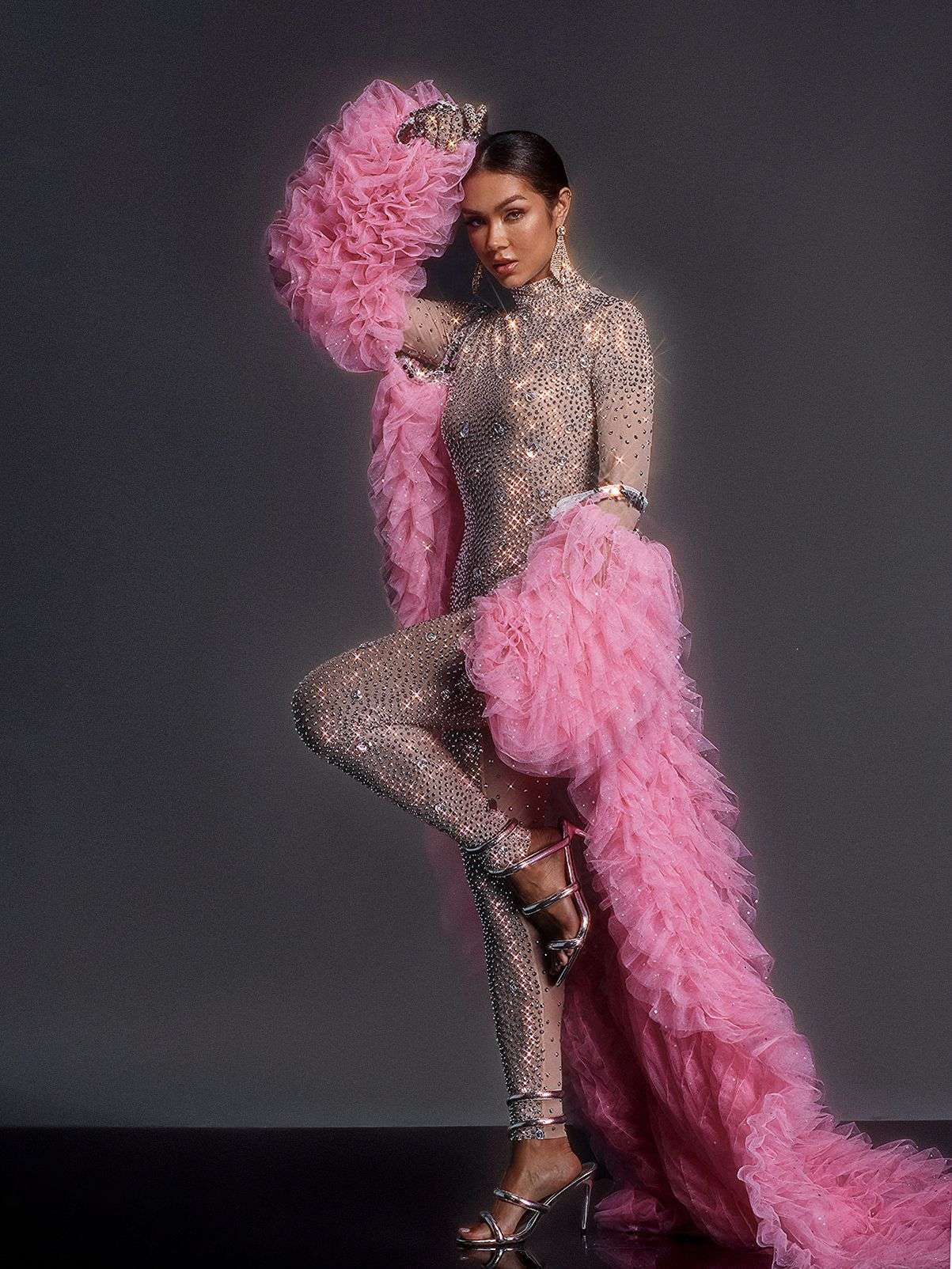 Shaquanna Tulle Coat In Pink