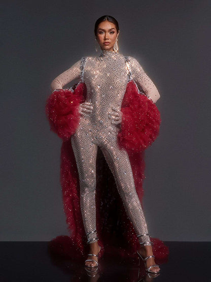 Shaquanna Tulle Coat In Red