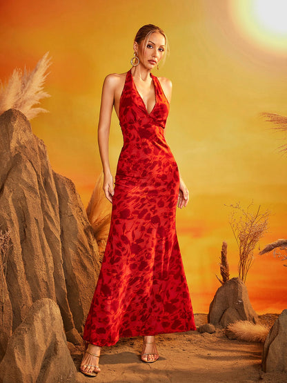 Shemeka Halterneck Floral Maxi Dress