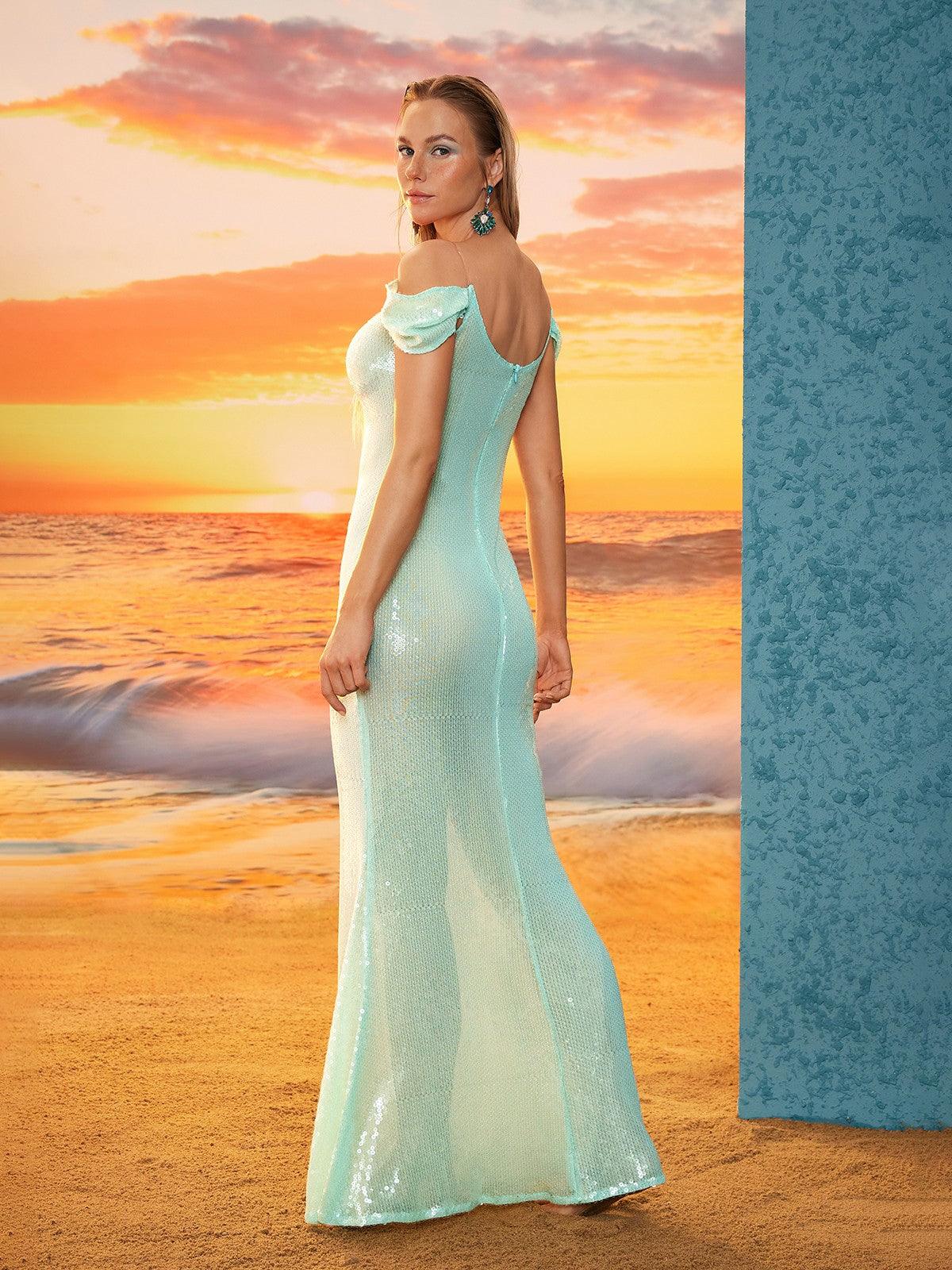 Shiori Off Shoulder Sequin Maxi Dress