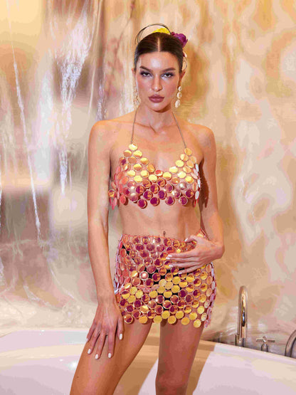 Sullivan Halterneck Chainmail Skirt Set