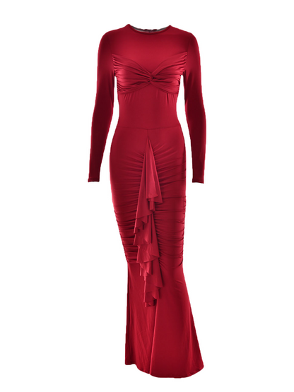 Tatyanah Long Sleeve Ruched Maxi Dress