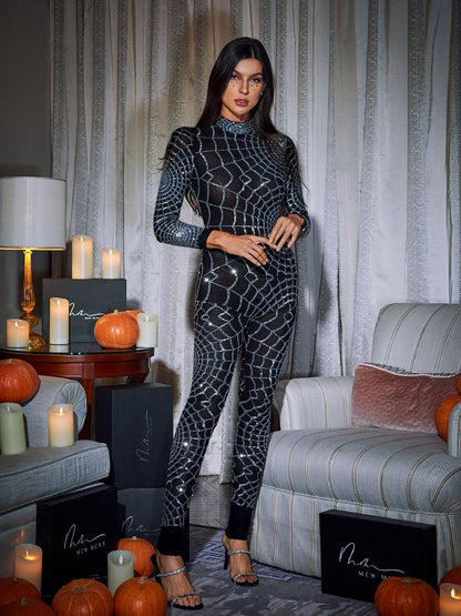 Teah Long Sleeve Cobweb Jumpsuit