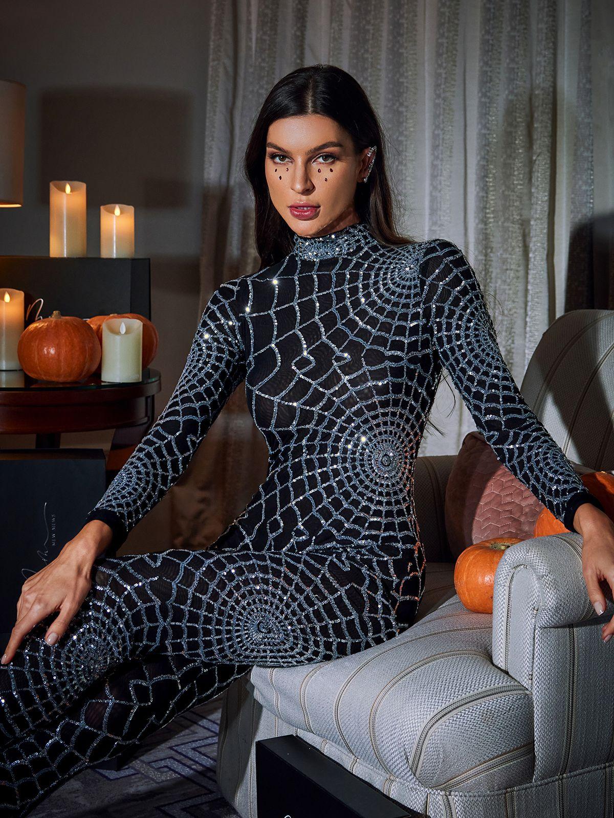 Teah Long Sleeve Cobweb Jumpsuit