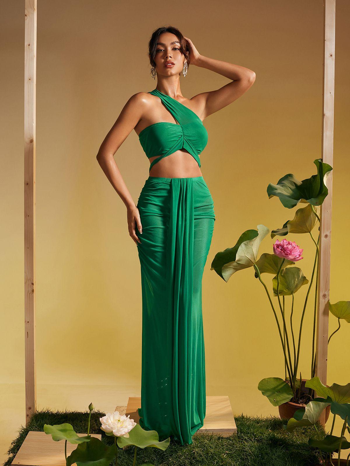 Tilly Draped Mesh Skirt Set