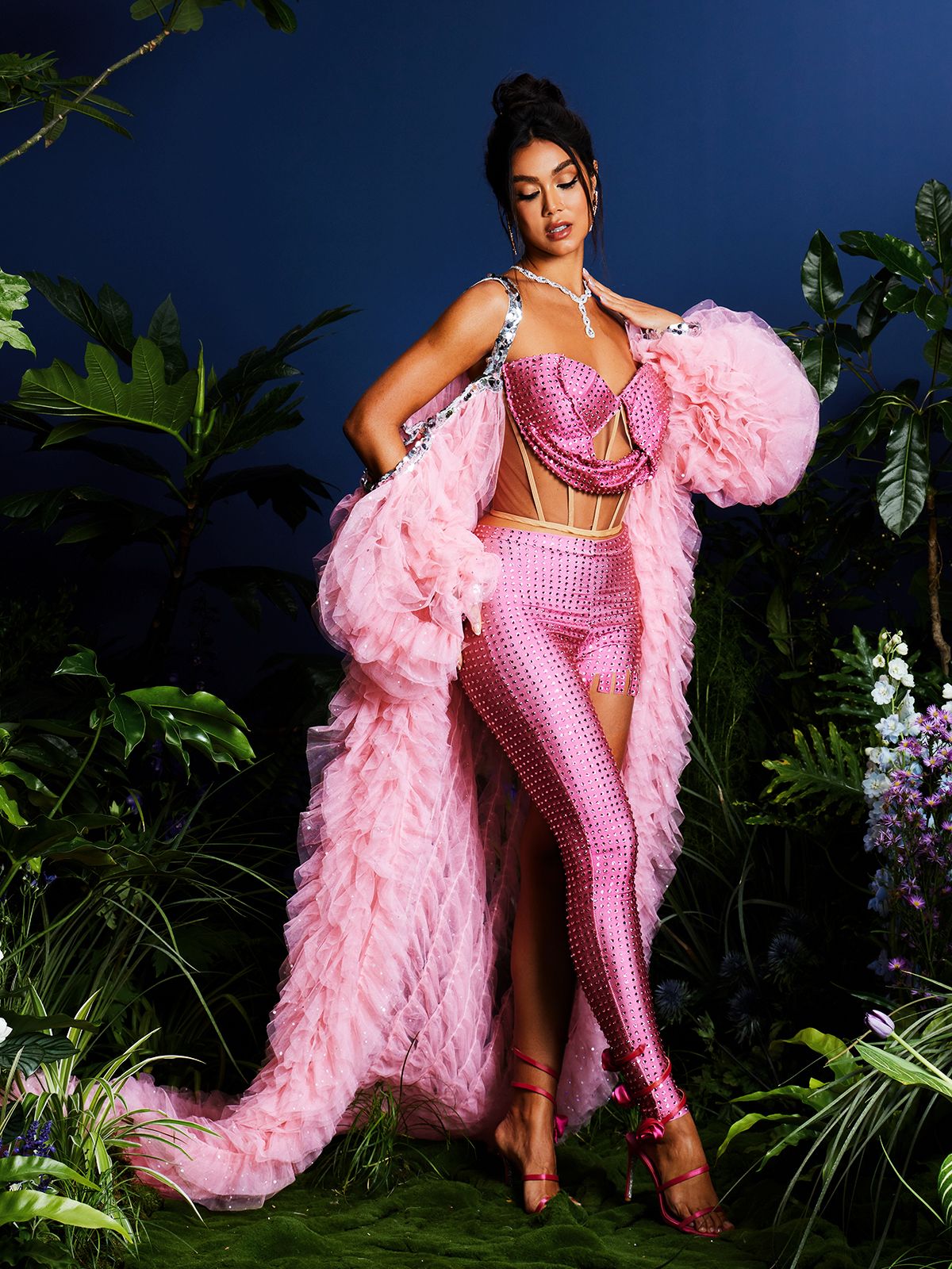 Tolliver Crystal Pants Set In Pink