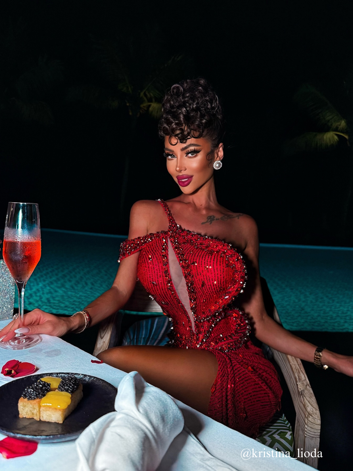 Tonantzin One Shoulder Sequin Split Maxi Dress