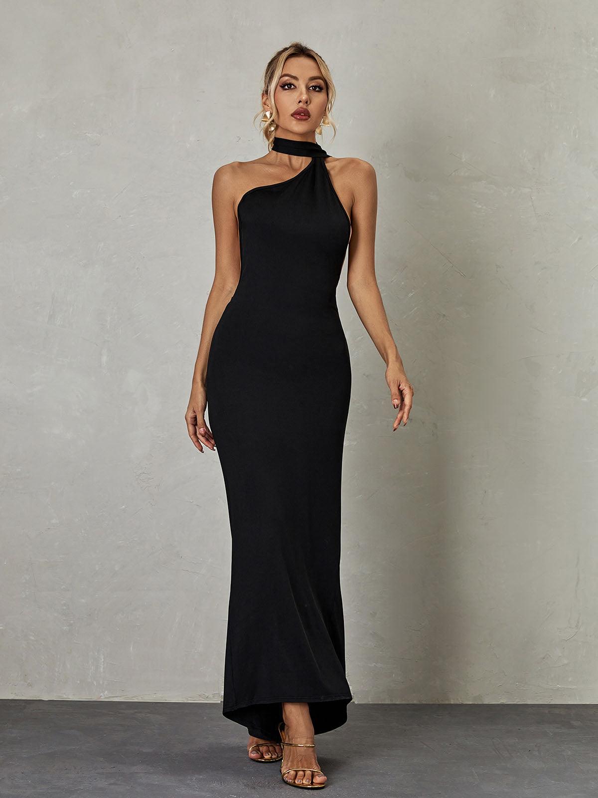 Toula Backless Maxi Dress In Black