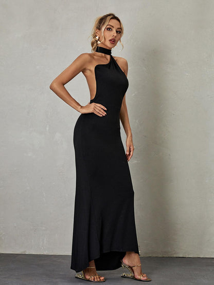 Toula Backless Maxi Dress In Black