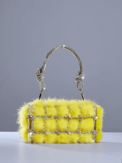 Tristano Faux Fur Crystal Bag