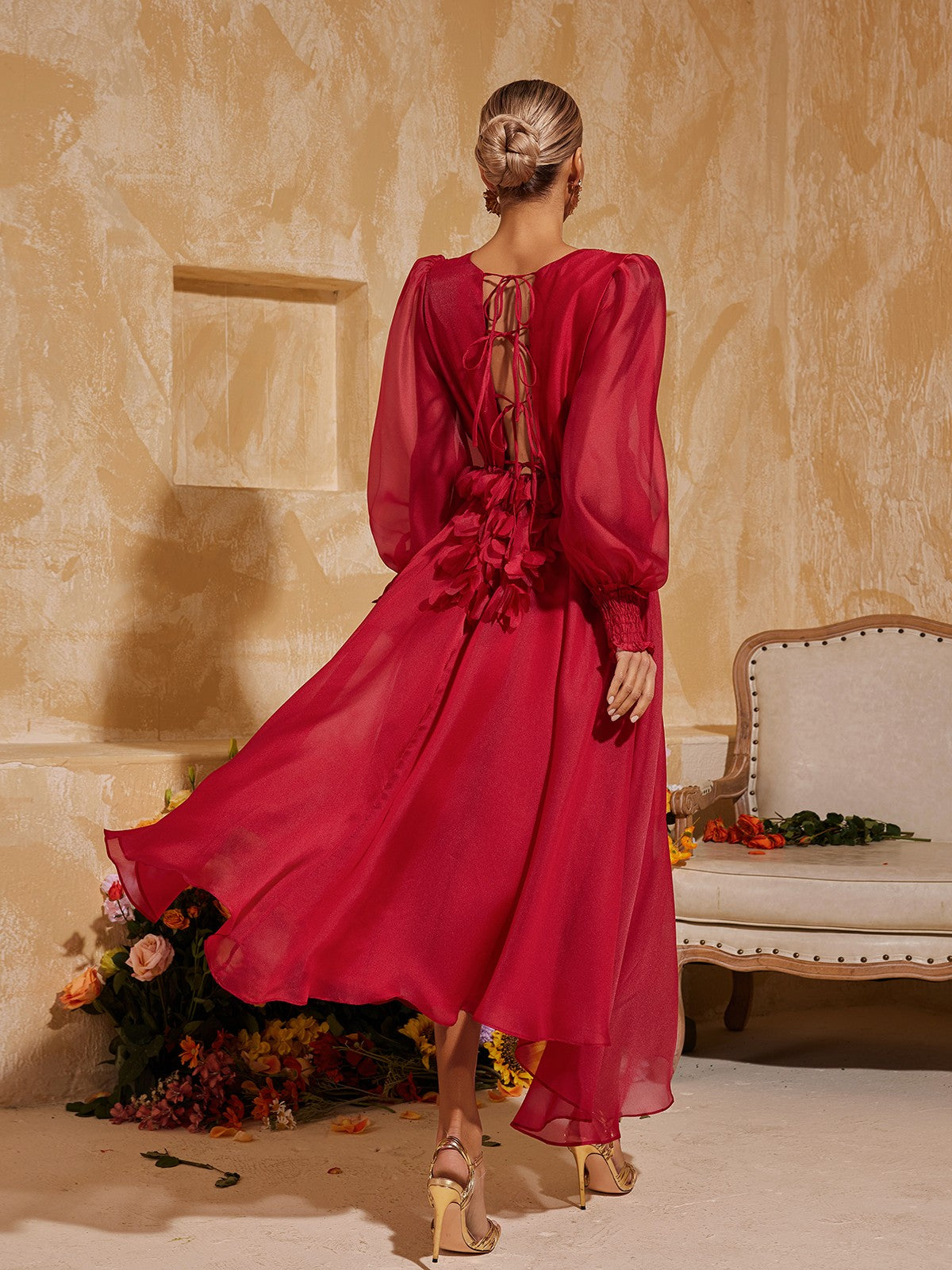 Tristen V Neck Fringe Midi Dress