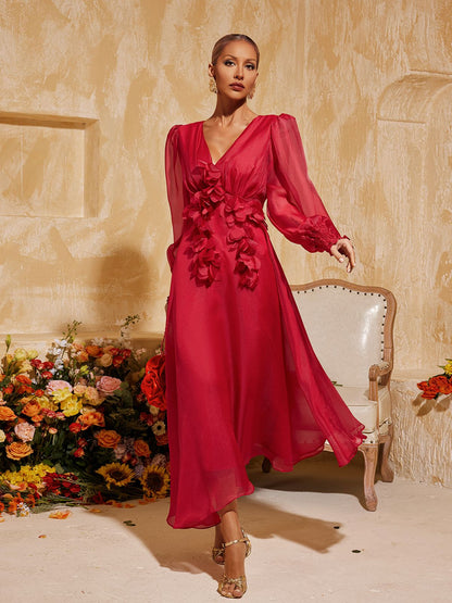 Tristen V Neck Fringe Midi Dress