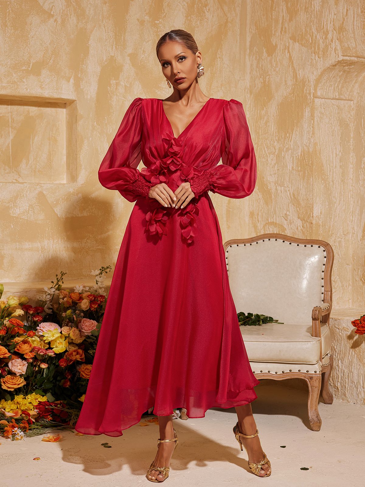 Tristen V Neck Fringe Midi Dress