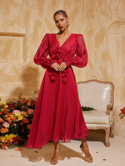 Tristen V Neck Fringe Midi Dress