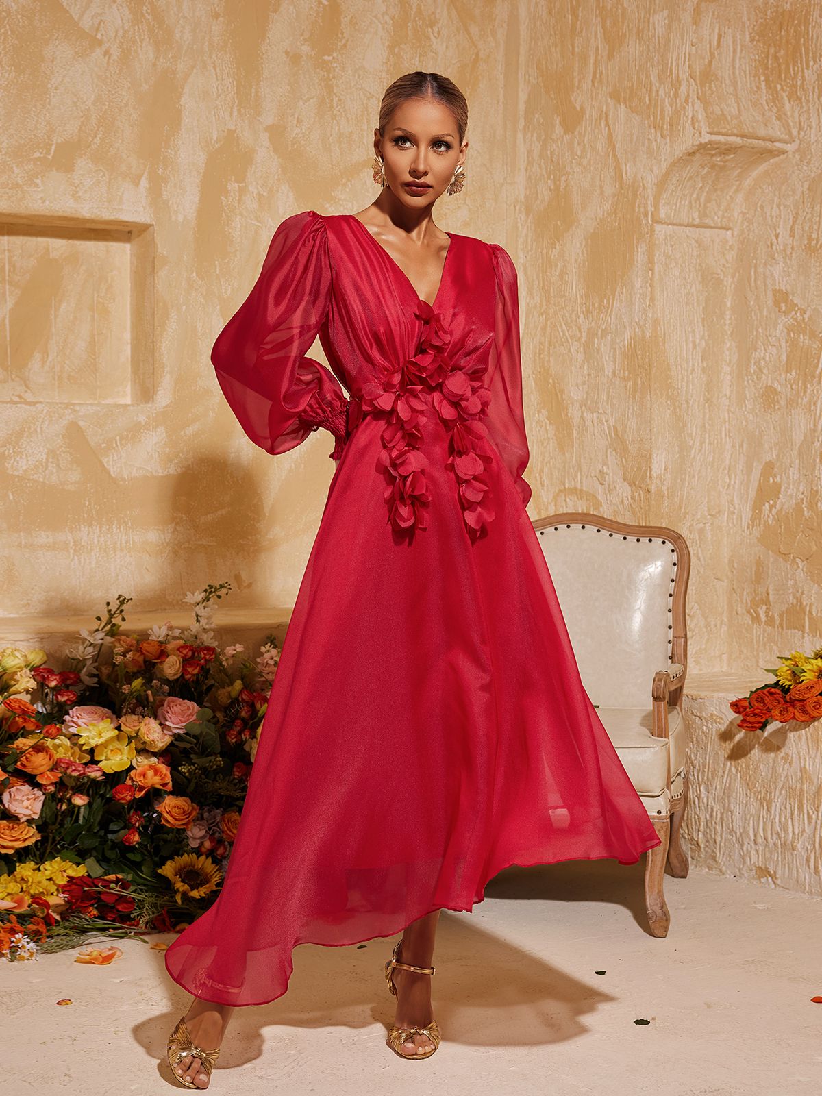 Tristen V Neck Fringe Midi Dress