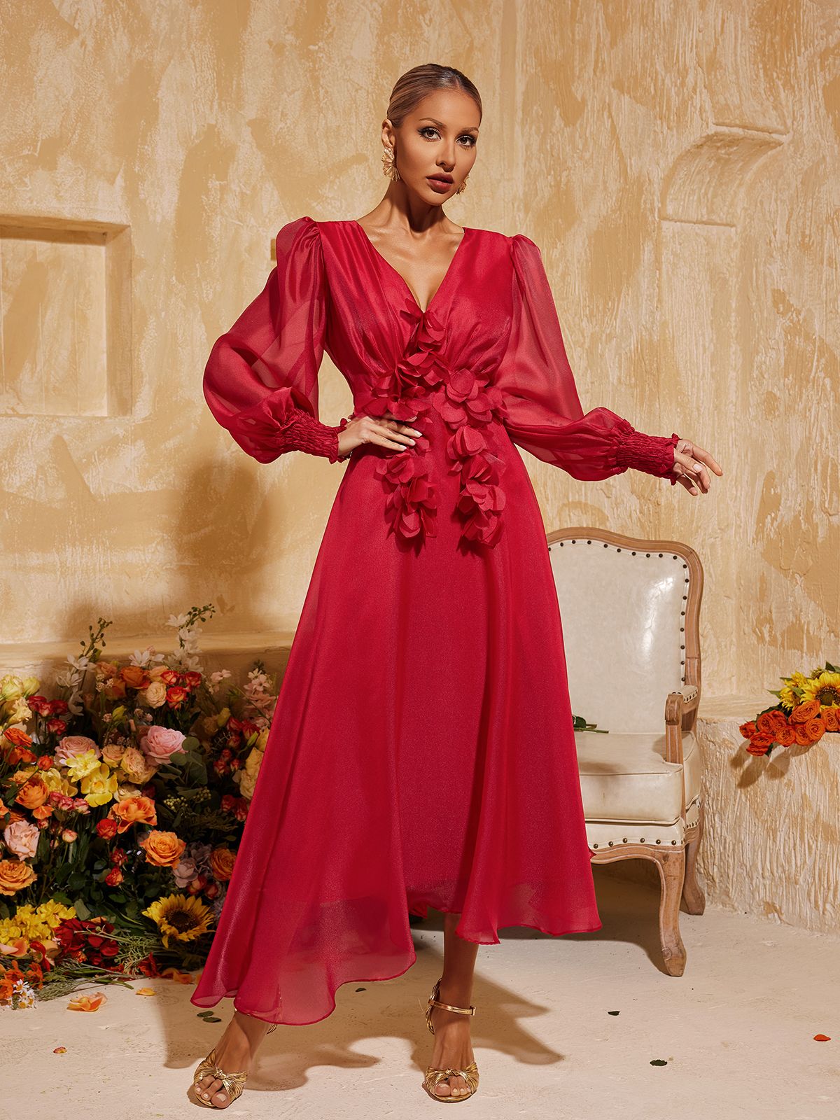 Tristen V Neck Fringe Midi Dress