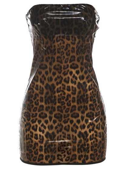 Tyxalith Strapless Leopard Mini Dress