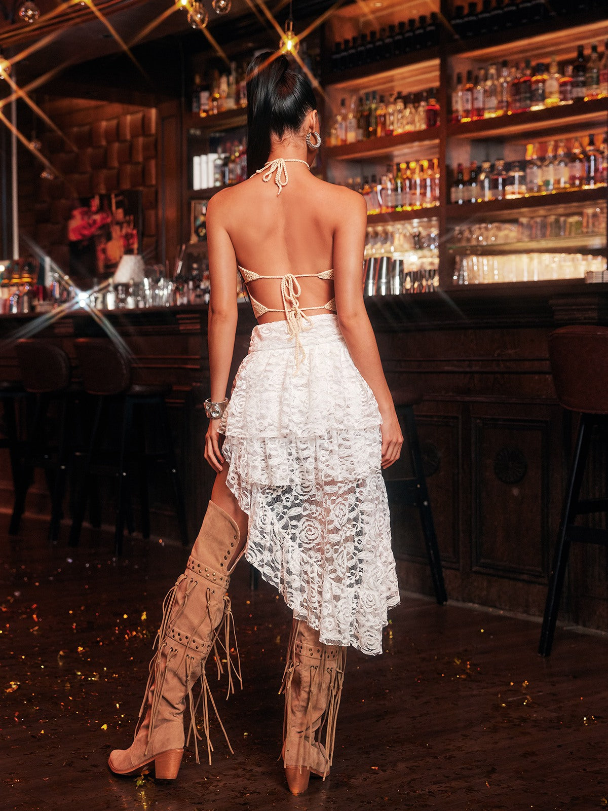 Uvyxalis Asymmetric Lace Skirt