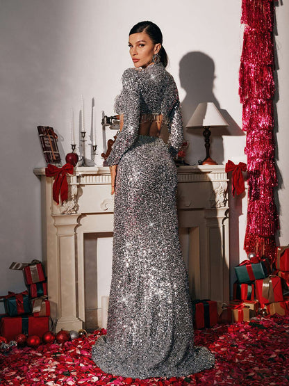 Vargas Rhinestone Sequin Fringe Skirt Set