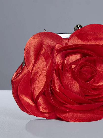 Wells Red Flower Satin Clutch