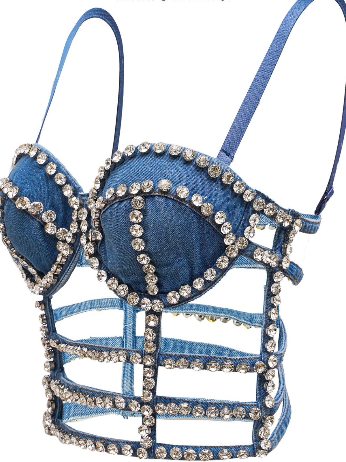 Wyxendra Spaghetti Cutout Rhinestone Top