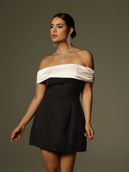 Xylia Off Shoulder Bow Mini Dress