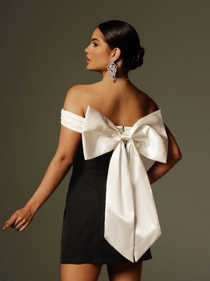 Xylia Off Shoulder Bow Mini Dress