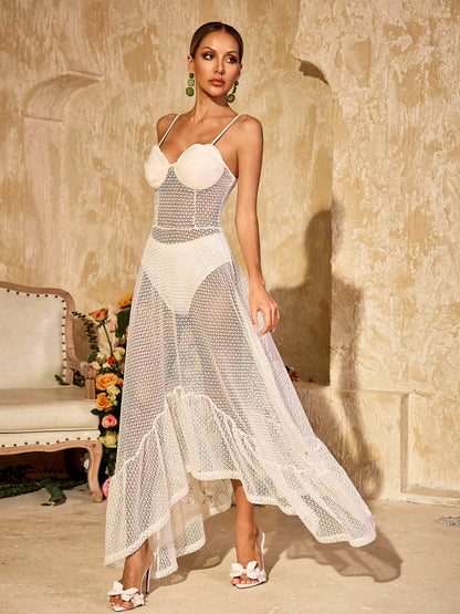 Xyvalis Spaghetti Cutout Lace Maxi Dress