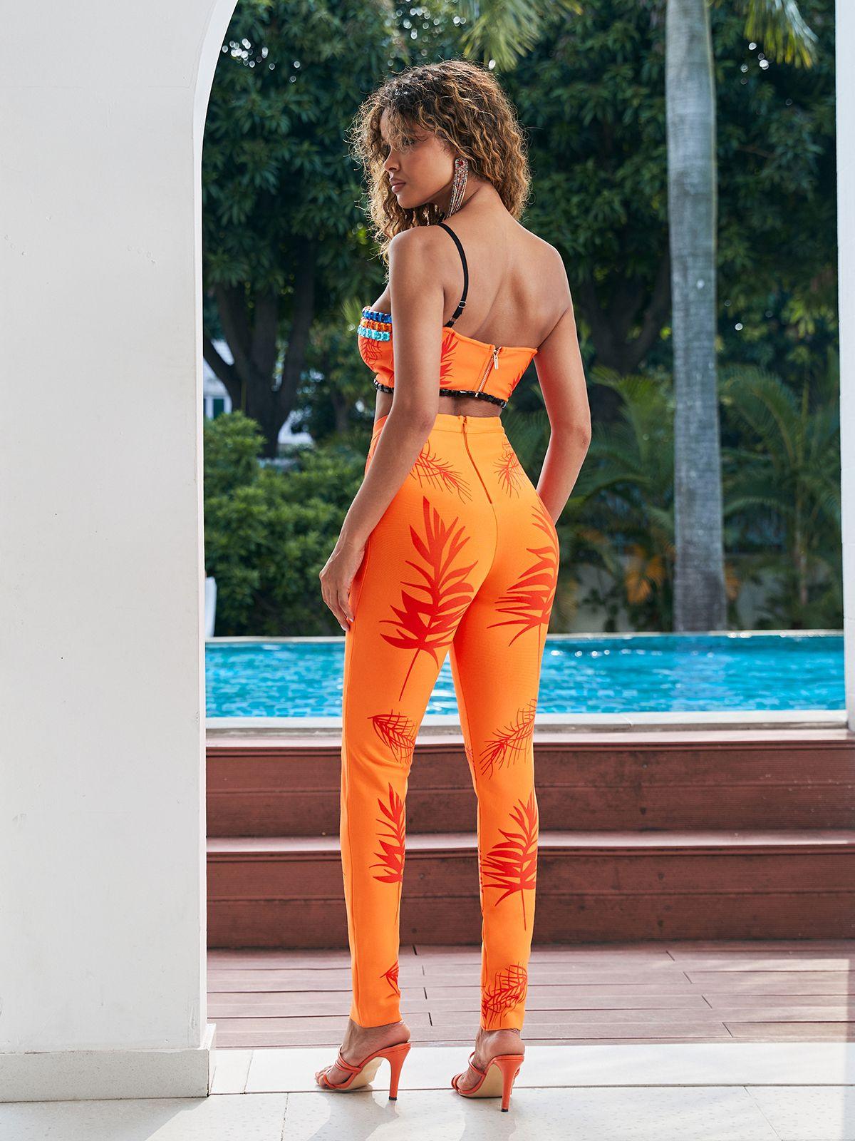 Yannick Embellished Asymmetric Bandage Pants Set