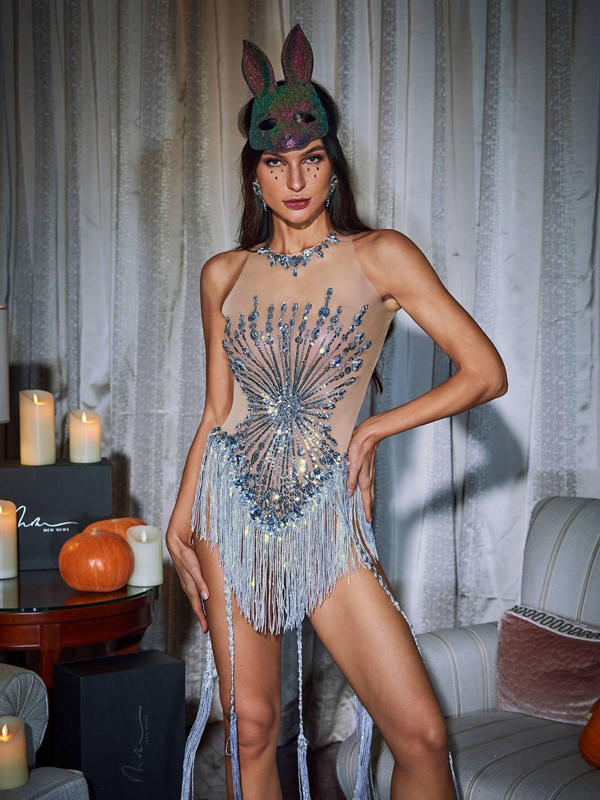 Yasmine Crystal Fringe Bodysuit