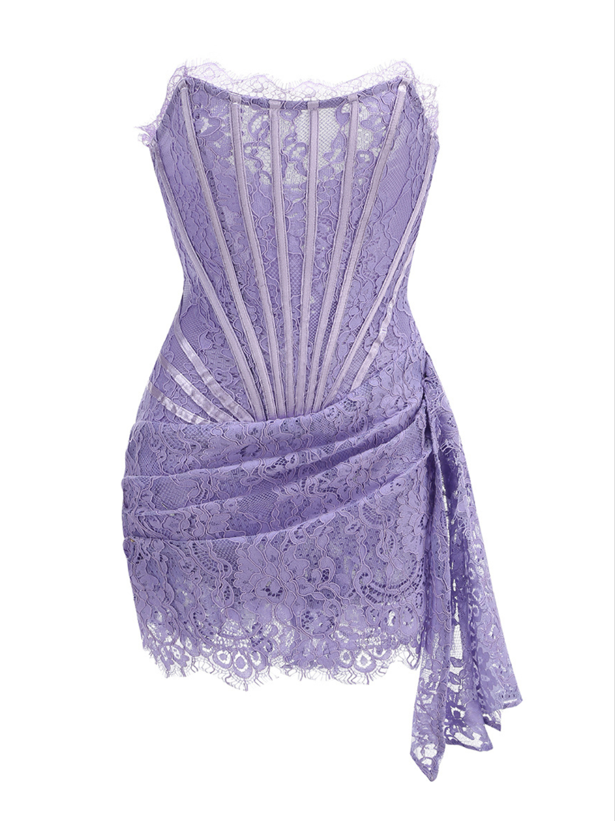 Yolita Strapless Lace Dress In Lilac