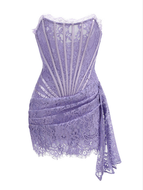 Yolita Strapless Lace Dress In Lilac