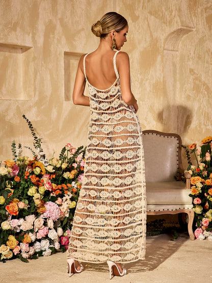 Yxalira Spaghetti Cutout Knitted Maxi Dress