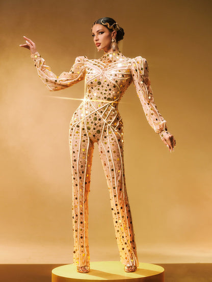 Zylar Long Sleeve Embellished Jumpsuit