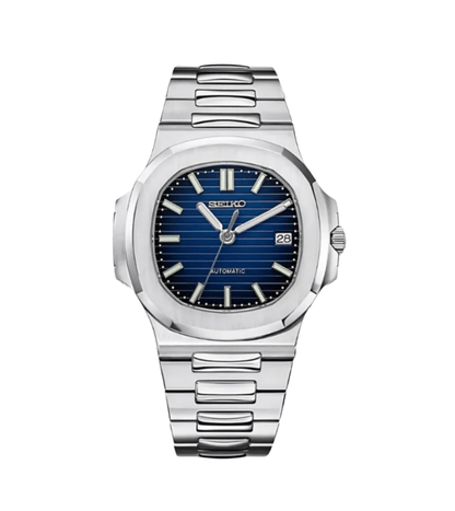 Seiko Mod Nautilus Silver Blue