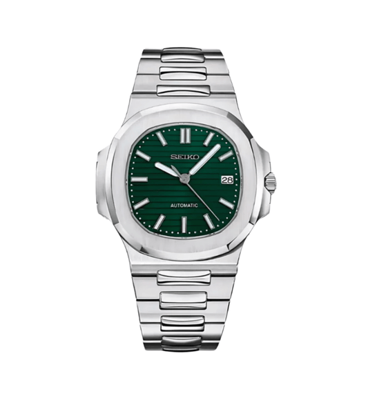 Seiko Mod Nautilus Silver Green