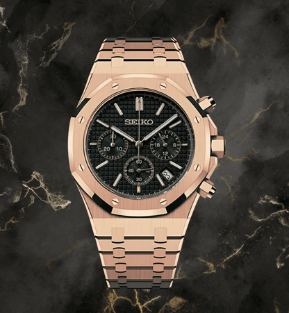 Seiko Mod Royal Oak Chronograph Rose Gold