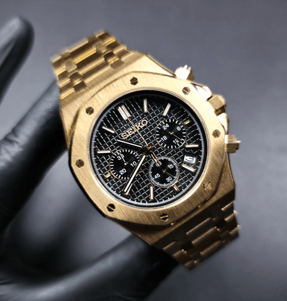 Seiko Mod Royal Oak Chronograph Rose Gold