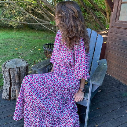 🌸Elegant Puff Sleeve Floral Boho Maxi Dress