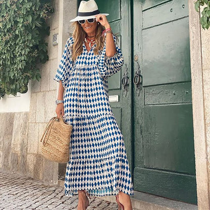 🌸Elegant Puff Sleeve Floral Boho Maxi Dress
