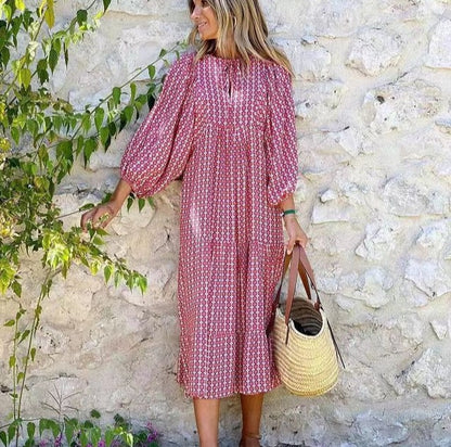 🌸Elegant Puff Sleeve Floral Boho Maxi Dress